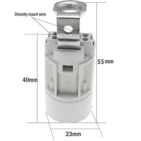 E14 Flammepære Sockel, Termoplast, Sort, Ses 52 mm Høj, 1/8 Ips Hickey-gevind