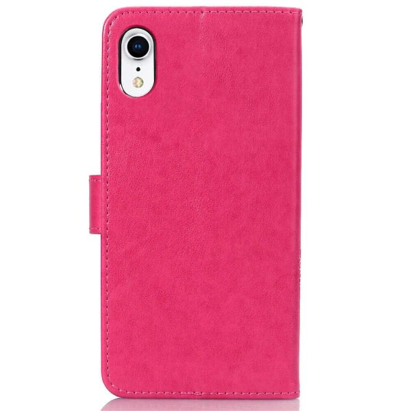 Taske til Iphone Xr cover Plånbok Clover Præglat beskyttende læder telefon cover Magnetisk - Rose Red C3 A