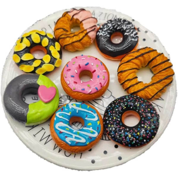 8 st/ Set 3D Resin Kylskåpsmagneter Serie Heminredning (Donut Series)