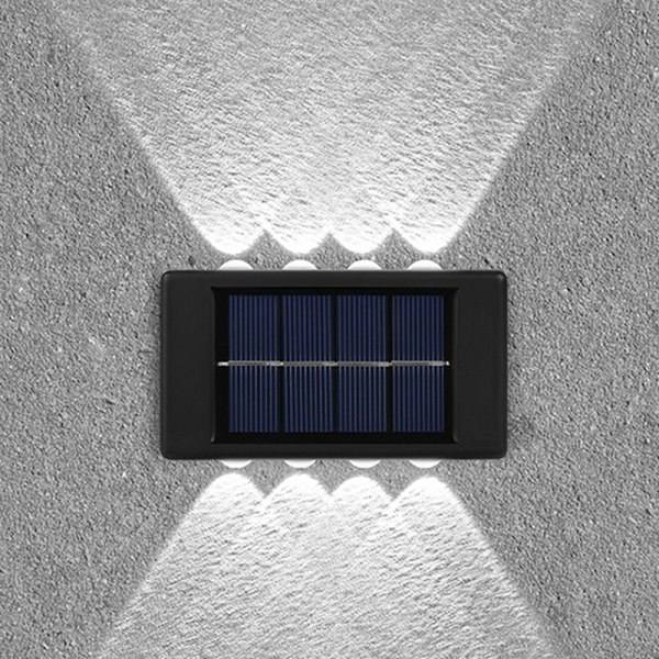 Solar væglampe udendørs vandtæt op og ned lysende lys i 10led varm hvid 1 stk