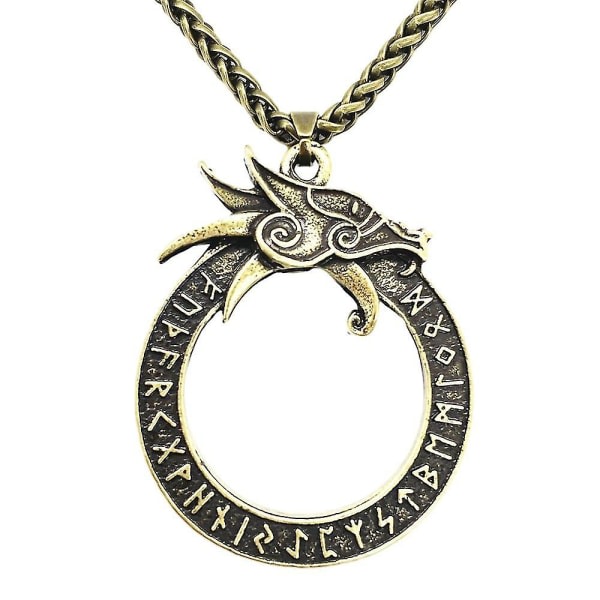 Runa Runor Amulett Gotiska Accessoarer Ouroboros Norse Dragon Goth Halsband Viking Talisman Smycken Wax Chain Silver