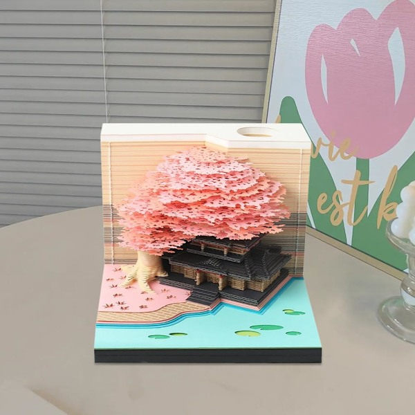 3D-skrivbords kalender 2025, LED-lampa, avrivningspapper, juldekoration ROSA Liebesschloss PINK Liebesschloss