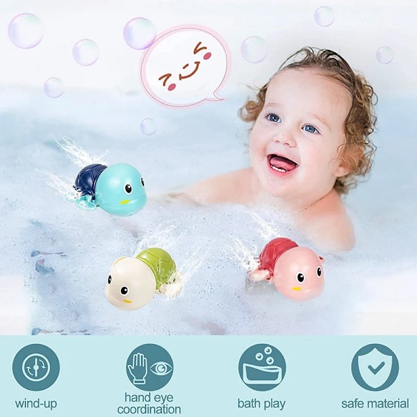 Badleksaker Baby Söt Simmande Sköldpadda Val Pool Strand Klassisk Uppdragbar Vattenleksak För Barn Vattenleksaker Blue penguin