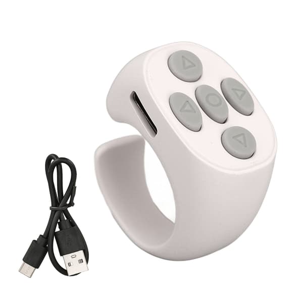 Smart Ring Controller Bluetooth 5.3 Trådløs Fjernbetjening Sidevender til Tik Tok Elektronisk Bog Hvid