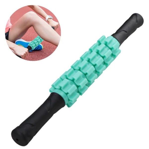 Massagerulle med håndtag, triggerpunkt selvmassage, muskel fascia roller Grön