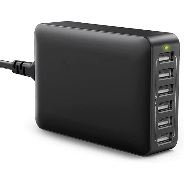 USB-lader, 6 porter 60W USB-ladestasjon