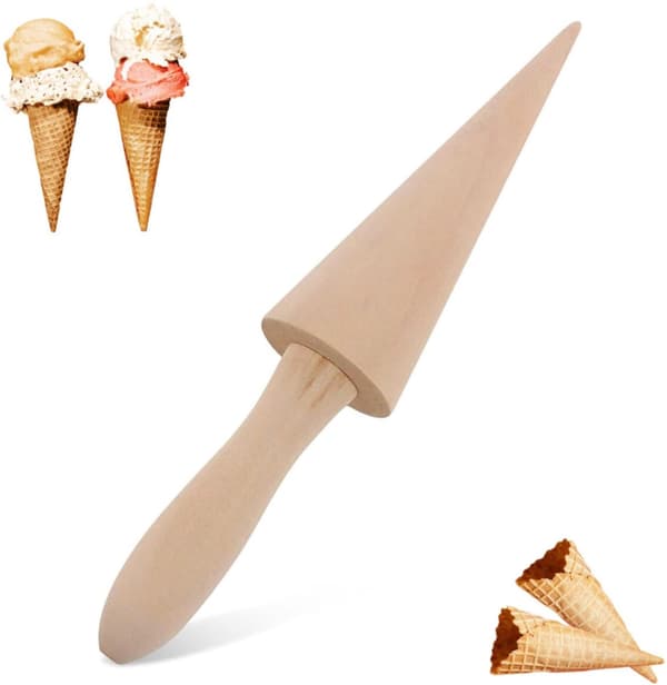 Træisvaffelform - Vaffelruller, Pizzelle Rullekegle - til Bagning - 23,5*4,5 cm