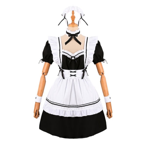 Hembiträde Anime Cosplay Party Finklänning Kostym Kvinnor Franska Förkläde Kläder Set Sailor School Jk Kläder M