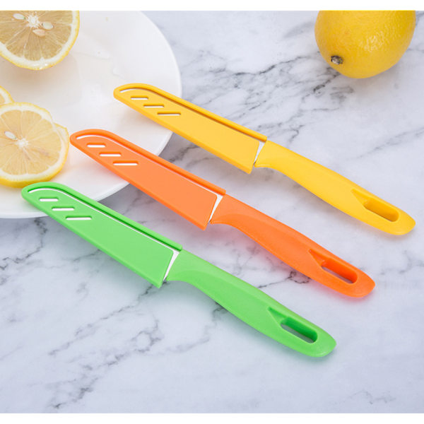 Ultra Sharp Versatile Kitchen Knives, 3-Piece Set with PP Plastic Handle, Rounded Ends for Safety, Non-Toxic and Eco-Friendly