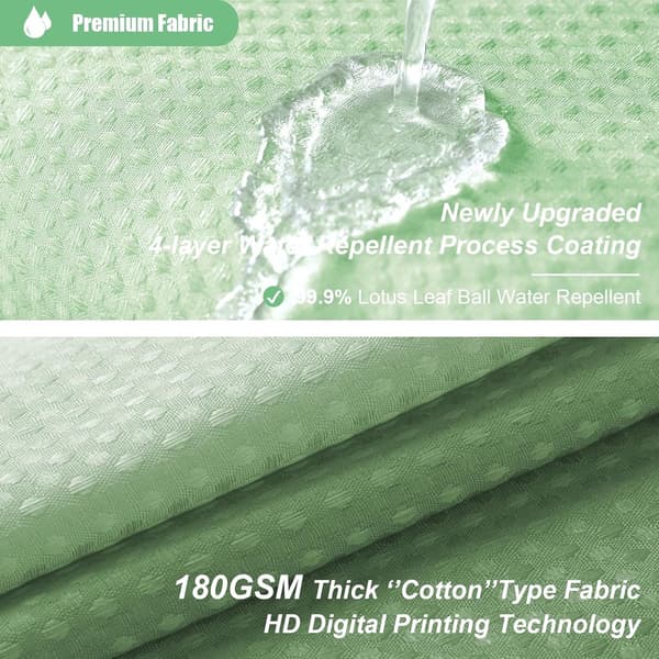 Mögelresistent duschdraperi, våffelvävd polyester Ombre gradienttyg med 12 krokar, för badrum hotell spa, grön 180x180cm