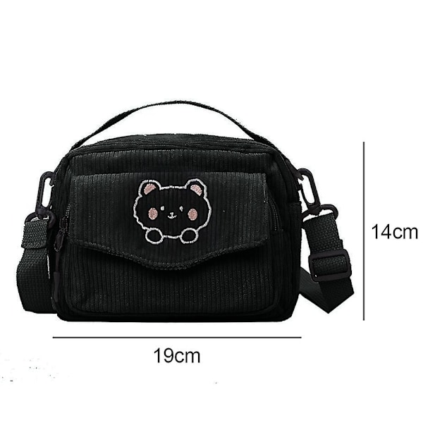 Lompakkokäsilaukku Crossbody Kawaii Lompakko Kawaii Crossbody Laukku Kawaii Corduroy Lompakko, Musta