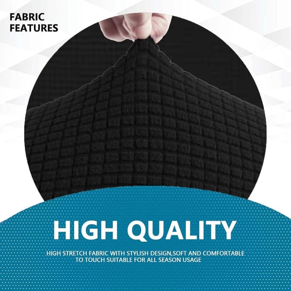 Svart elastisk sofatrekk for 3-seter – sklisikkert, vaskbart, L-formet, 40x36x9cm