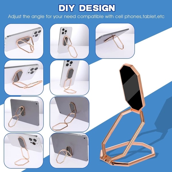 CDQ Fingerställ åttakantig 360° roterbart hopfällbart mobiltelefonställ, metallbakhåndtag for mobiltelefon(stil 1)