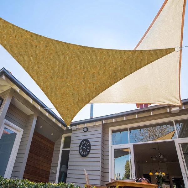 CDQ Polyester solbeskyttelse Segel vindbeskyttelse UV-beskyttelse for hage, uteplass, camping (2×2×2m, sandgul)
