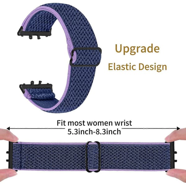 Vævet Armbånd i Elastisk Materiale til Samsung Galaxy Fit3 SM-R390, Sort Kobling Style L