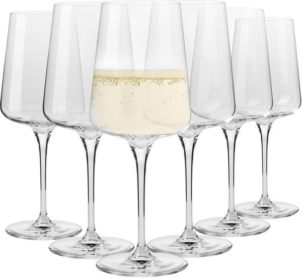 KROSNO Vitvinsglas Set om 6, 400 ml Blyfritt Kristallglas, Diskmaskinssäkra för Hem, Restaurang, Fest