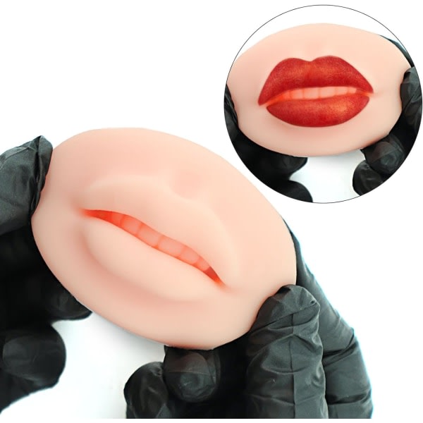 3D åpen munn silikon lepper praksis hud og tenner semi-permanente