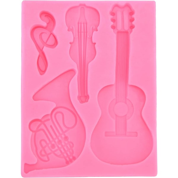 Guitarform Form, Silikon Musikalske forme Rosa form Guitar Isblok til kagebagning dekoration