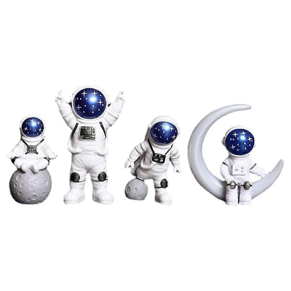 4 stk. Astronaut Figur Statue Figurine Blå_tfrf