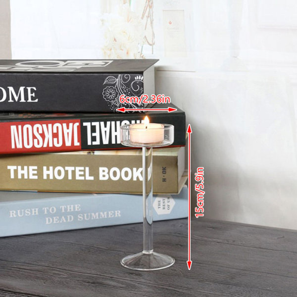 1. Glas Lysestager Sæt Varme Lysestager Hjem Bryllup Transparent 15cm