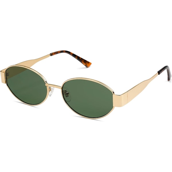 SOJOS Retro Ovaali Aurinkolasit Naisille ja Miehille Trendikkäät Aurinkolasit Klassinen Sävy UV400-Suoja SJ1217_SSDLV DB Shiny Gold-Green