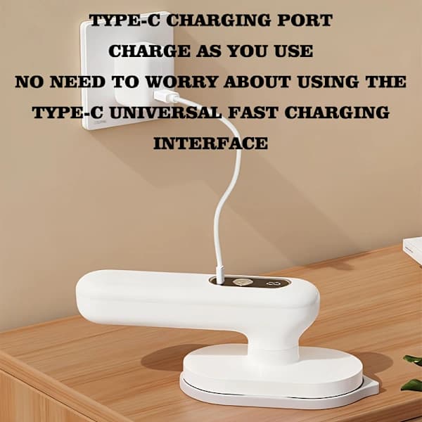 Cordless Handheld Mini Iron - Portable and Foldable Ironing System with 90° Rotating Soleplate and Lithium Battery (No Plug Required) White White