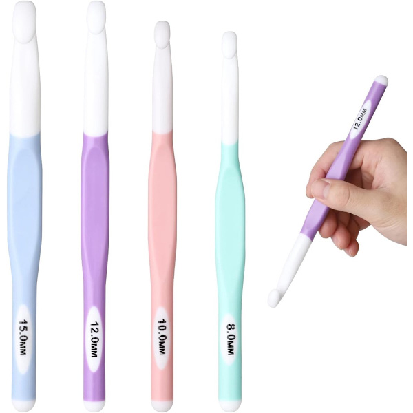 Ergonomic Crochet Hooks with Soft Grip - Ergonomic 4-Piece Crochet Hook Set