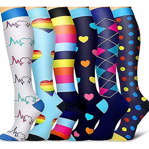 Kompressionsstrumpor för Kvinnor & Män Cirkulation 6-pack set13(YSJ) set13 L XL