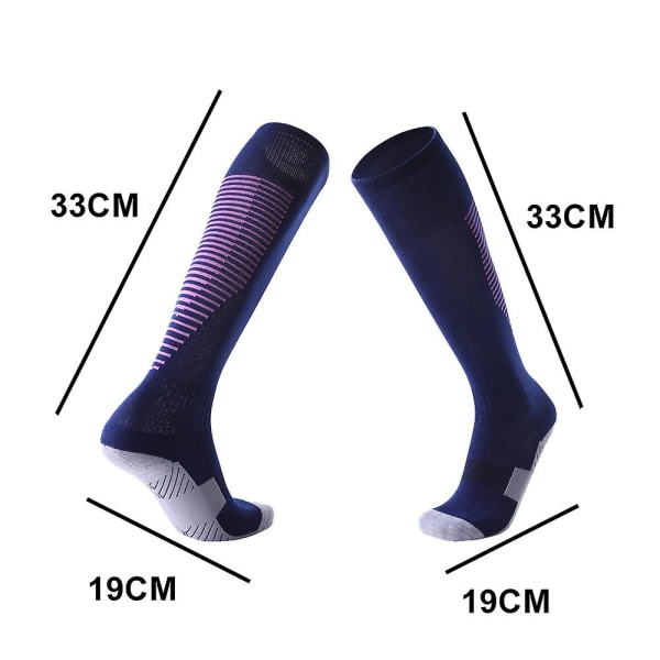 Fotbollsstrumpor over knäet, tykke hånddukstrumpor for mænd Halkfria sportstrumpor for voksne blå zdq