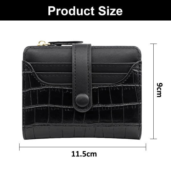 CDQ Små plånböcker för kvinnor, Slim Bifold, PU-läder Damplånbok black