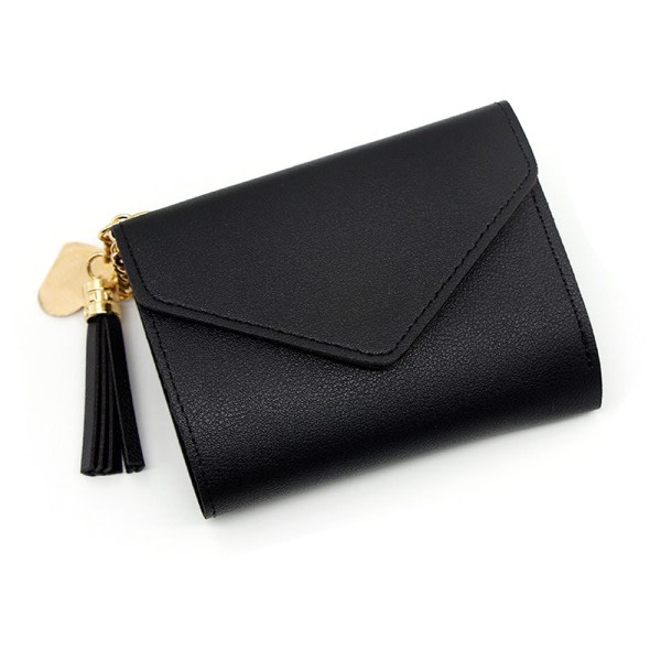 CDQ kvinnlig liten plånbok Kreditkortshållare Mini Bifold-väska, sort