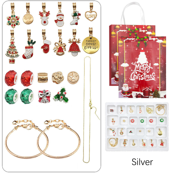 24 Countdown Kalender Advent Overraskelse Blind Box Julberlock Sølv Onesize
