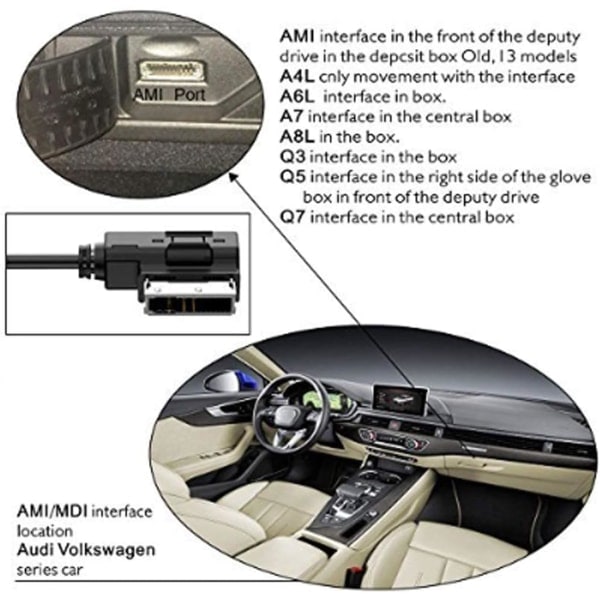 USB-lydkabel med USB-adapter til Audi AMI MMI 2G 3G 3G+