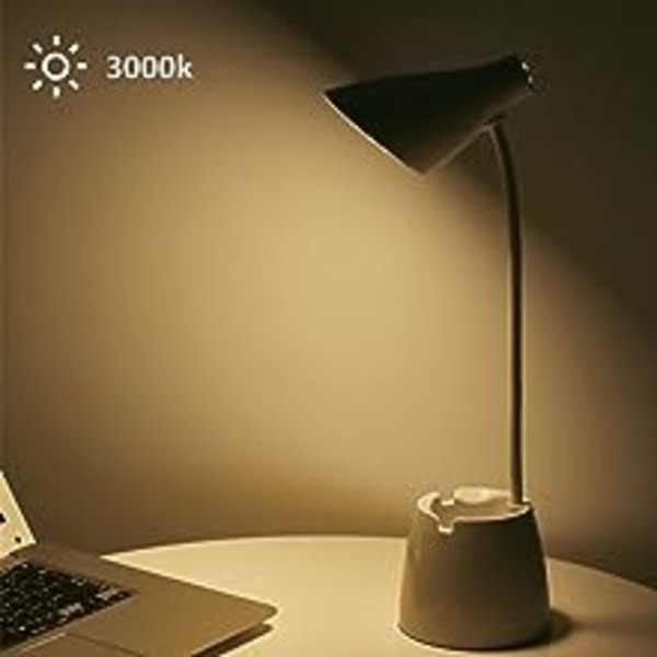 Bordslampa, LED-bordslampa och touchsensor kan användas för att läsa, lära och arbeta (vit)