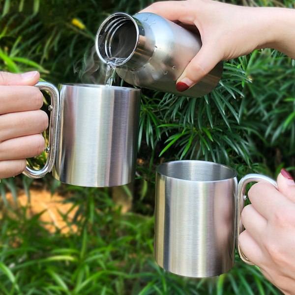 220 ml rejsevandflaske i rustfrit stål rejsekrus med H Blå 220ml