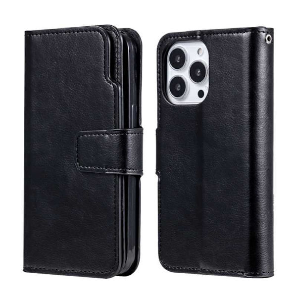 iPhone 15 Pro Max Praktisk Pung Etui med 12 Rum Array V4 Sort_tfrf Black Svart