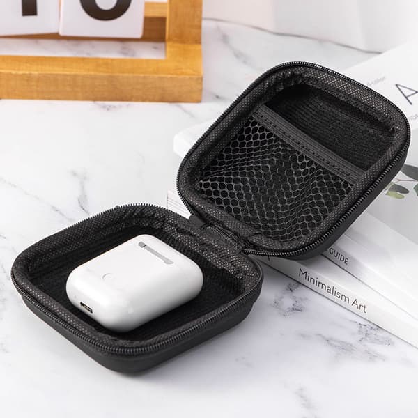 Hard Case til Bluetooth Headset, Universal Høretelefon Opbevaringsboks, Sort, 8x8x3.6cm, 1 Styk