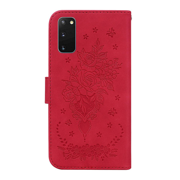 Etui til Samsung Galaxy S20 Cover Coque Butterfly And Rose Magnetic Wallet Pu Premium Läder Flip Card Holder Telefonetui - Rød Rød ingen