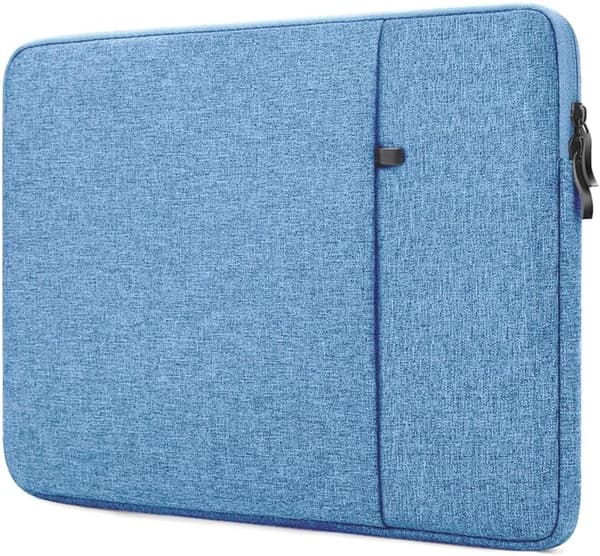 15-tums laptopfodral, vattenavvisande canvas, mjukt mockafoder, tillbehörsfickor, för 15,3-tums MacBook Air, resor, blå