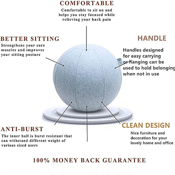Yogaboll Dammtät Cover Anti-Halk Bomull 55CM 55cm