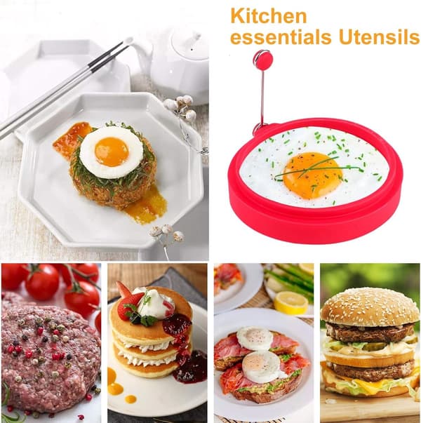 4 Silikone Æg Bageforme - Non-Stick - FDA Certificeret - Til Æg & Pandekager