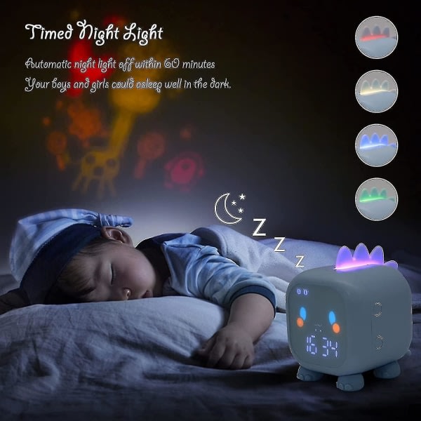 CDQ Digital LED-skjerm for barn, justerbar nattljustimer（blå） Blå