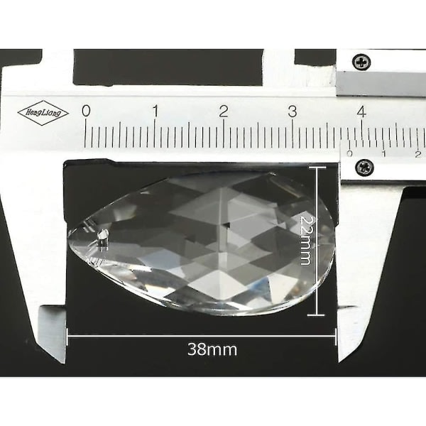 (24-pack) 38mm droppande kristallhänge Klart kristallglas ljuskrona Prisma solfångare delar Hängande droppar hänge med oktagonpärla för C