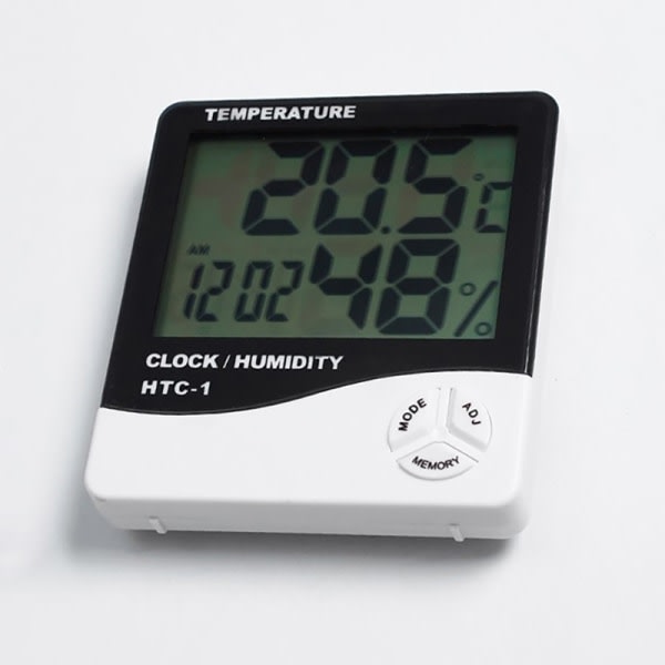 LCD elektronisk digital temperatur- og fugtighedsmåler indendørs udendørs Hvid uden batteri