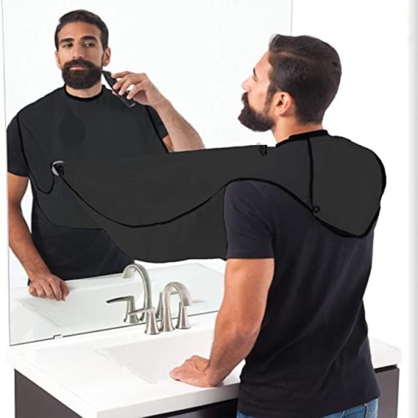 Förkläde för Rakning & Skägg - Samlar opp skägget - Barber Cape svart