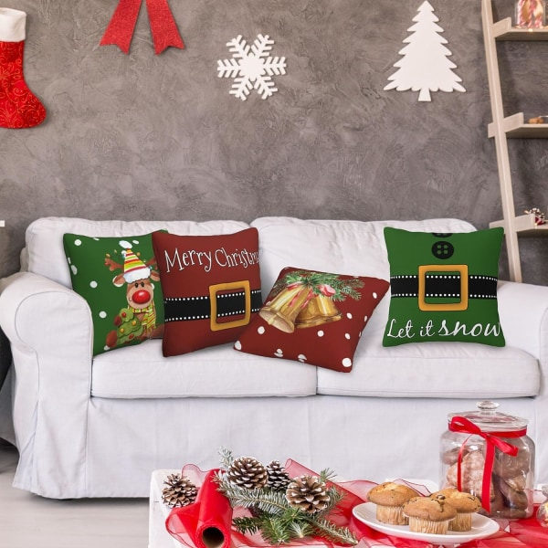 Överdrag 45,72 x 45,72 cm Röd Juldekoration Inomhus heminredning Överdrag 4 delar set för soffa