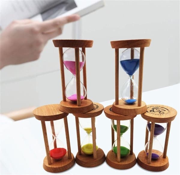 Sand Timer Sæt med 6 Træ Timeglas Timer 30s 1 2 3 5 10 Minutter Farverigt Sandur til Børn Tandbørstning Læring Madlavning Spil
