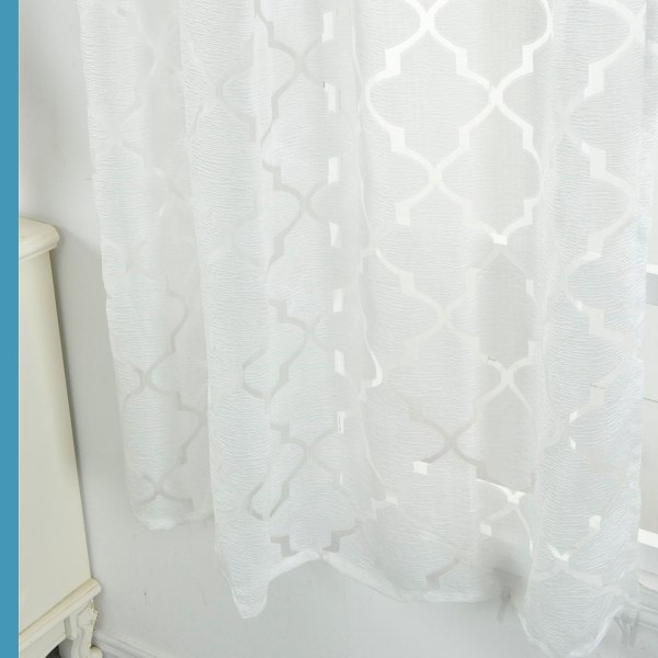 2 st skir gardin curling med moderne solida marockanska ränder for bröllop i stue med soveværelse, størrelse: 100x200cm, vit