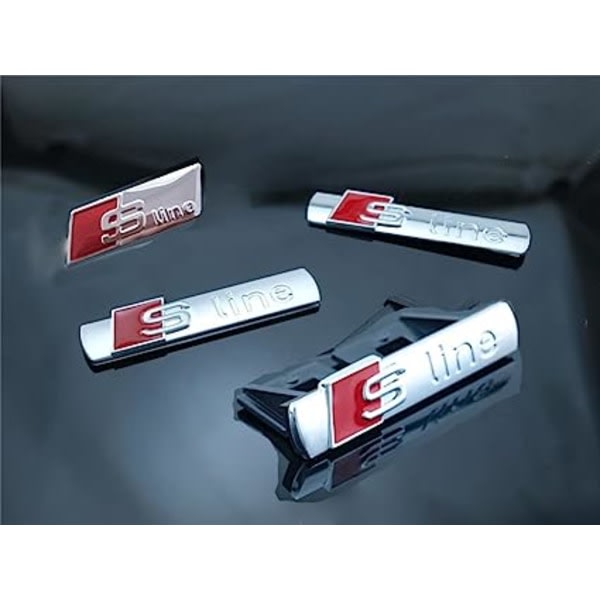 (Sølv)4 stk S Logo Line Emblem, 3D Logo Metal Sticker, Bil Eksteriør Emblem Skilt til A3 A4 A5 A6 A7 A8 Q2 Q3 Q4 Q5 Q7 S3 S4 S5 S6 S7 S8 RS