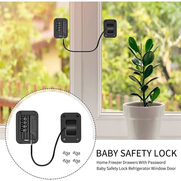 Barnfönstersäkerhet, arkivskåp Fönsterkylskåp med lösenord Baby med skruvar (svart)
